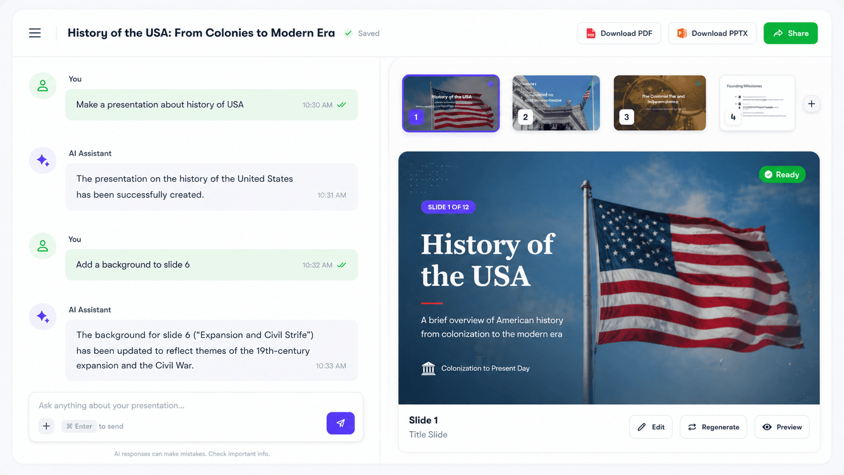 Karaf — AI presentation builder interface